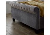 5ft King Size Sleigh style Orb, button back headend, silver grey velvet fabric finish bed frame 2
